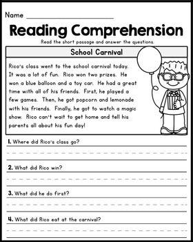 Free Reading Comprehension Worksheets For Grade 1