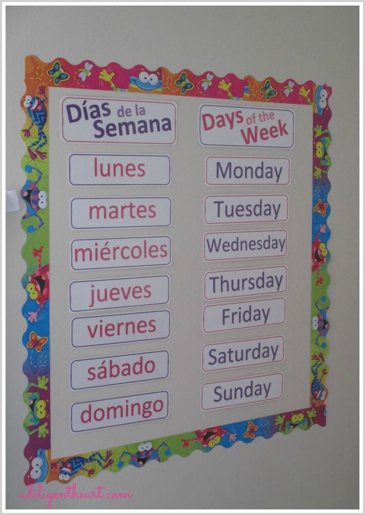 Days Of The Week Printables English And Spanish