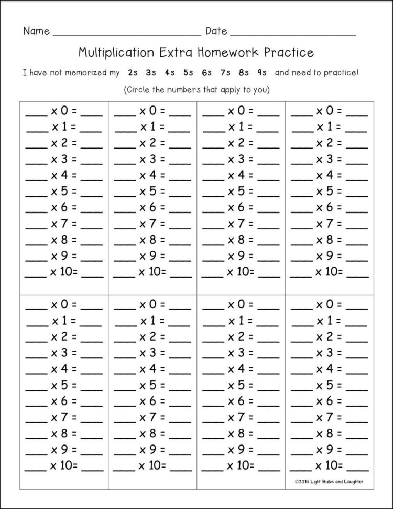 Multiplication Drills 7s