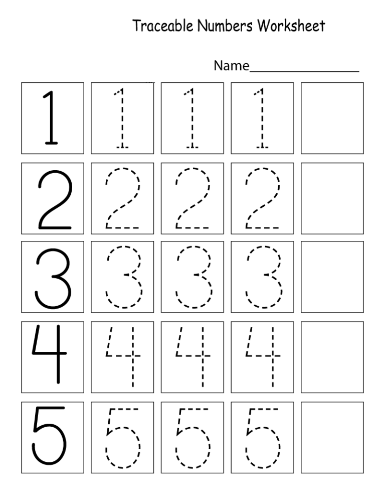 Preschool Number Worksheets Free