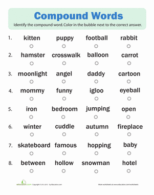 Compound Words Worksheet 4th Grade