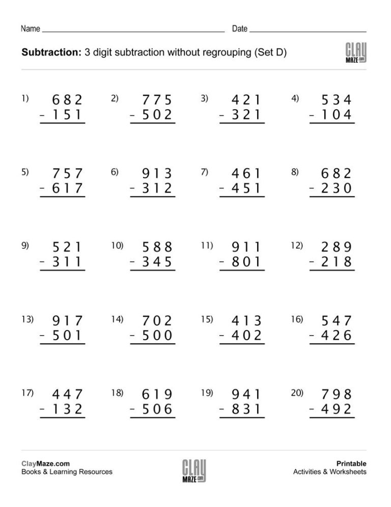 3 Digit Addition And Subtraction