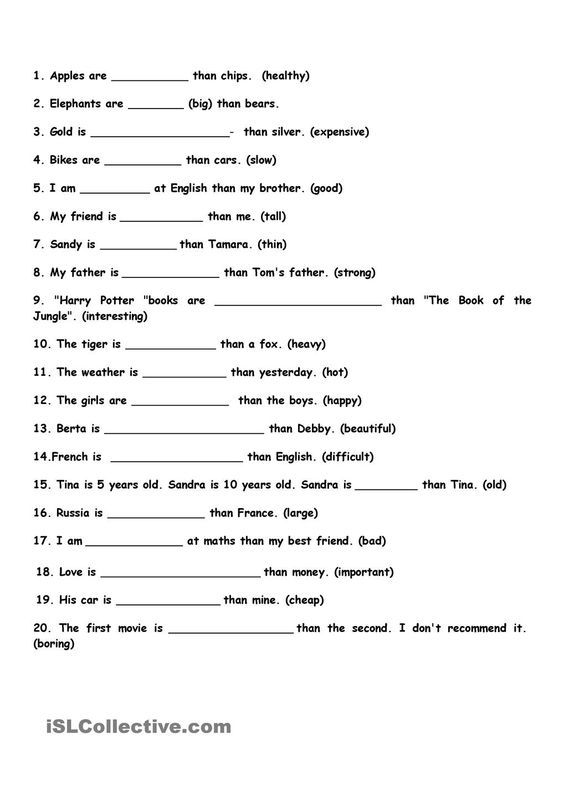 Degree Of Comparison Worksheet For Class 8