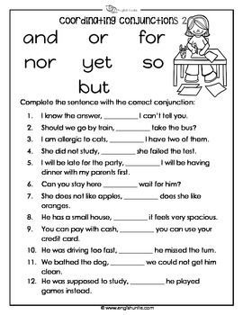 Coordinating Conjunction Worksheet