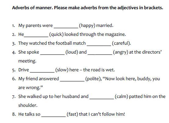 Adverbs Worksheet Pdf