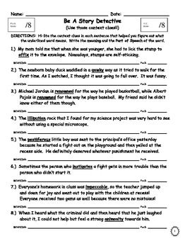 Context Clues Worksheets