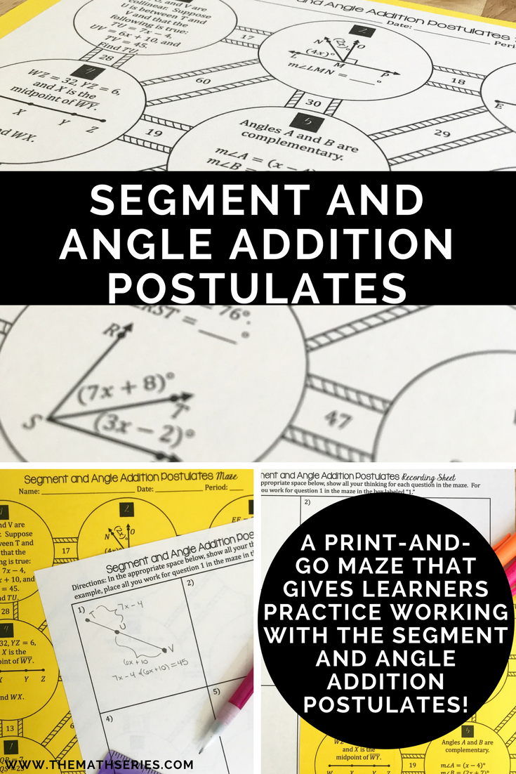 Segment Addition Postulate Worksheet Pdf