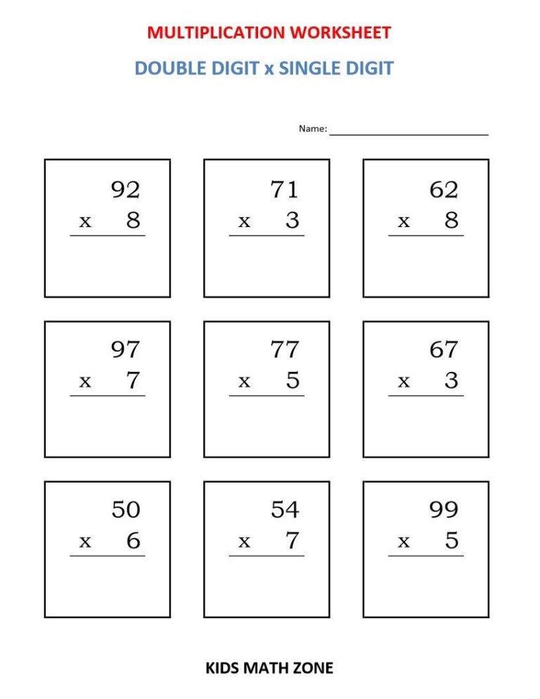 Double Digit Multiplication Worksheets Grade 5