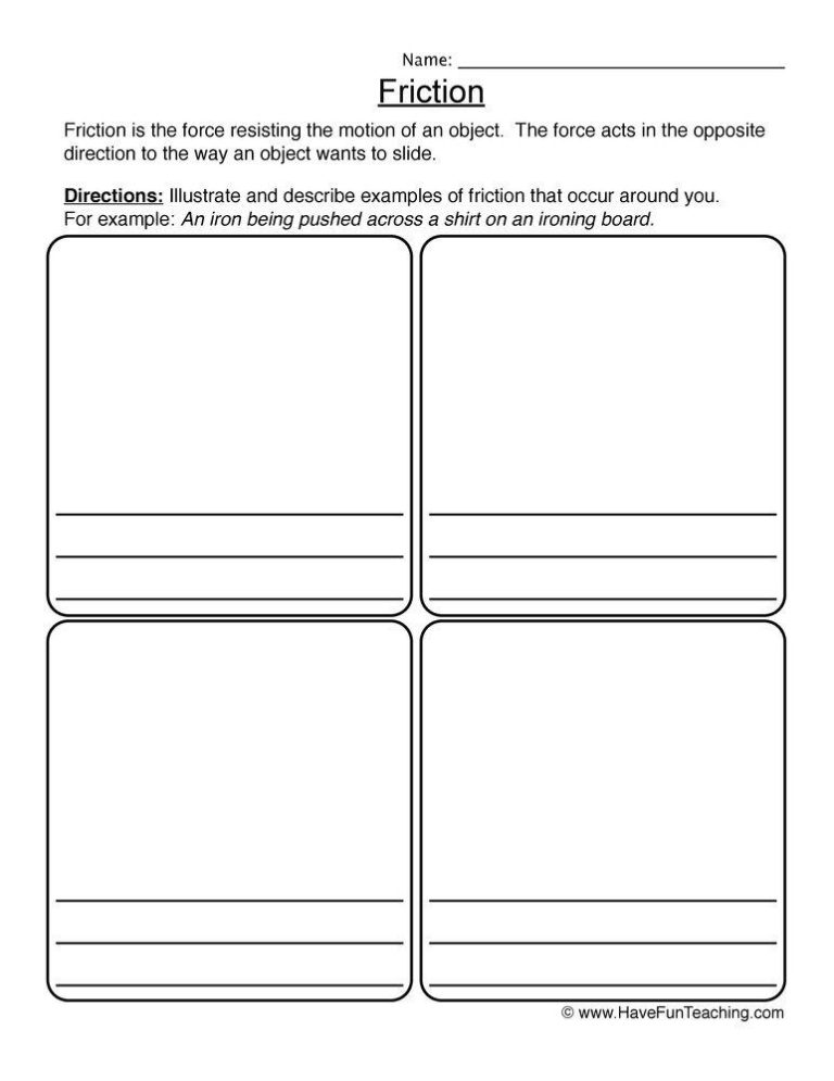 Friction Worksheet For Kindergarten