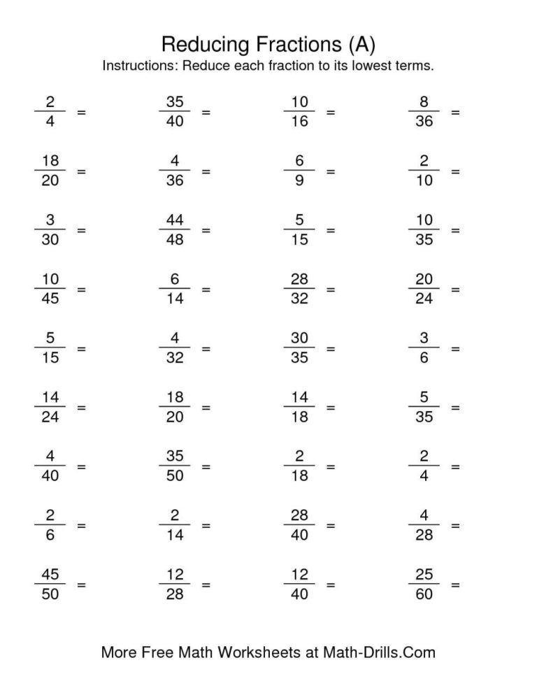 Year 7 Maths Worksheets Fractions