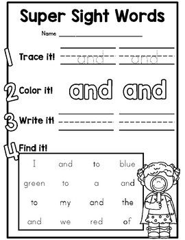 Sight Word Worksheets For Kindergarten