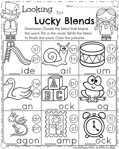 Blends Worksheets First Grade