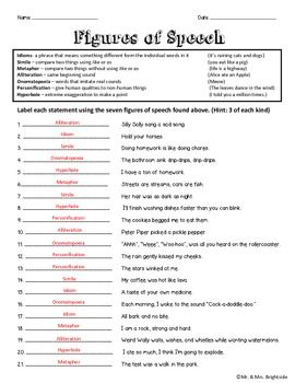 Figurative Language Worksheets 3rd Grade