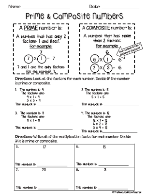 Prime And Composite Numbers Worksheets 5th Grade