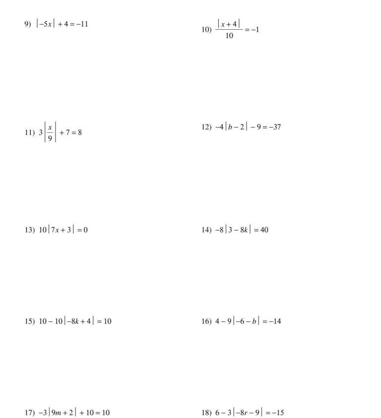 Absolute Value Worksheets For 6th Grade