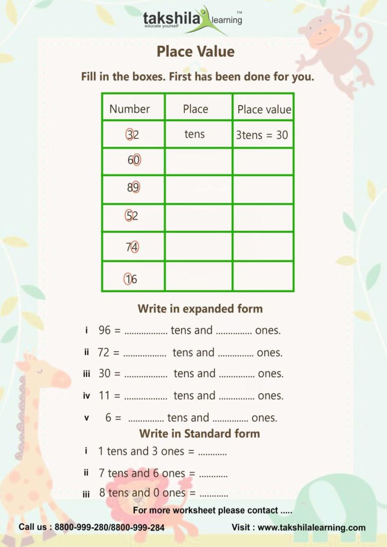 Maths Worksheet For Class 2 Cbse