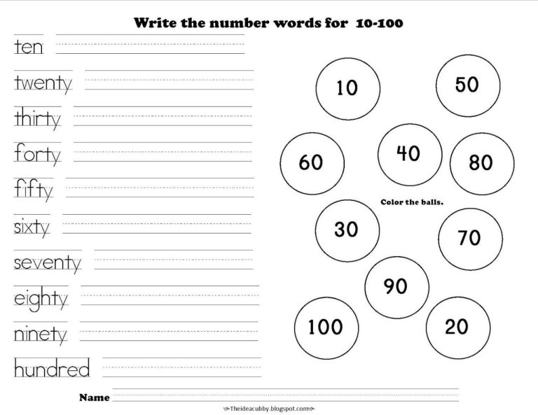 Writing Numbers In Words Worksheets