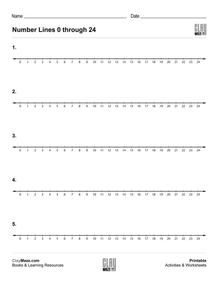 Number Line Worksheets Blank