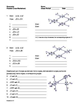 Parallel Lines And Transversals Worksheets