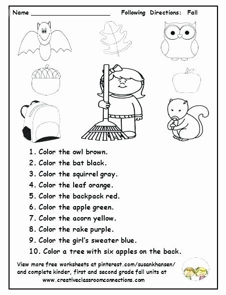 Following Directions Worksheet Free