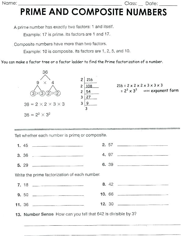 Prime Numbers Worksheet Ks2