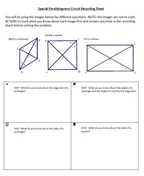 Special Parallelograms Worksheet Pdf