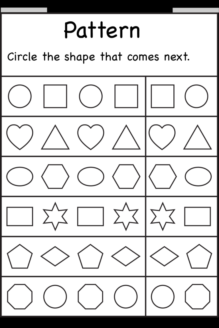 Pattern Worksheets For Preschool