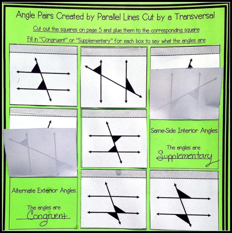 8th Grade Angles In Parallel Lines Worksheet