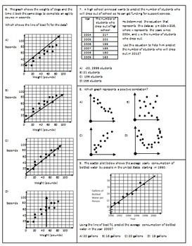 Scatter Plot Worksheet Answer Key