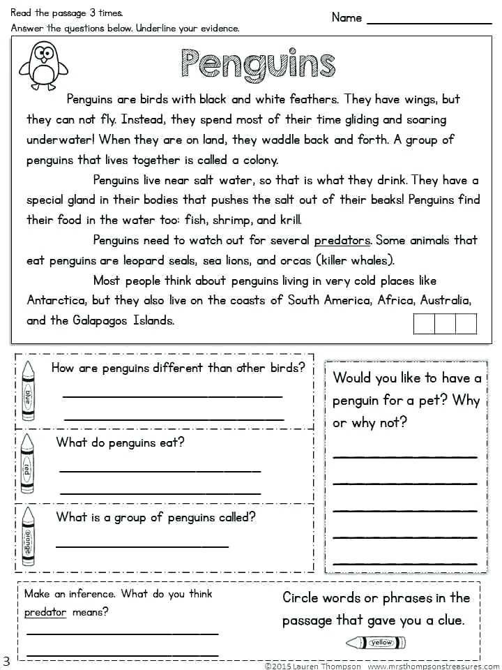 Comprehension Worksheets For Grade 3