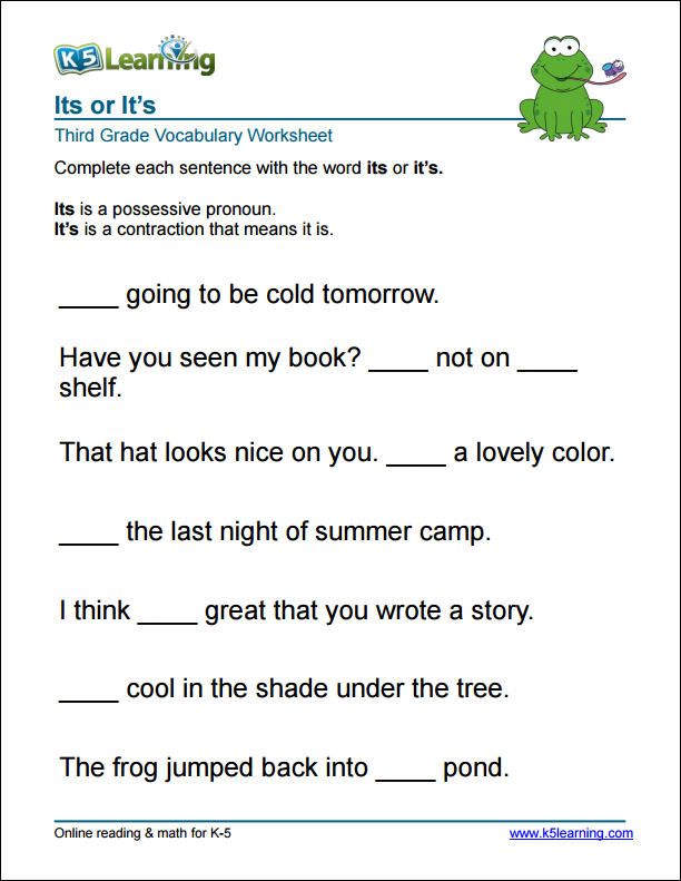 English Worksheet For Class 3rd