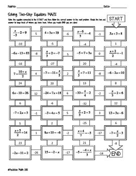 Two Step Equation Maze 2