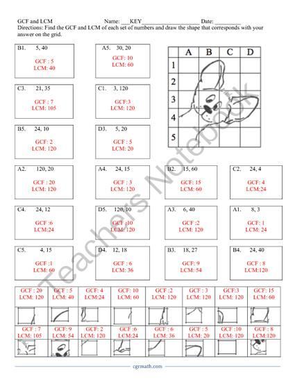 Gcf And Lcm Worksheets With Answers