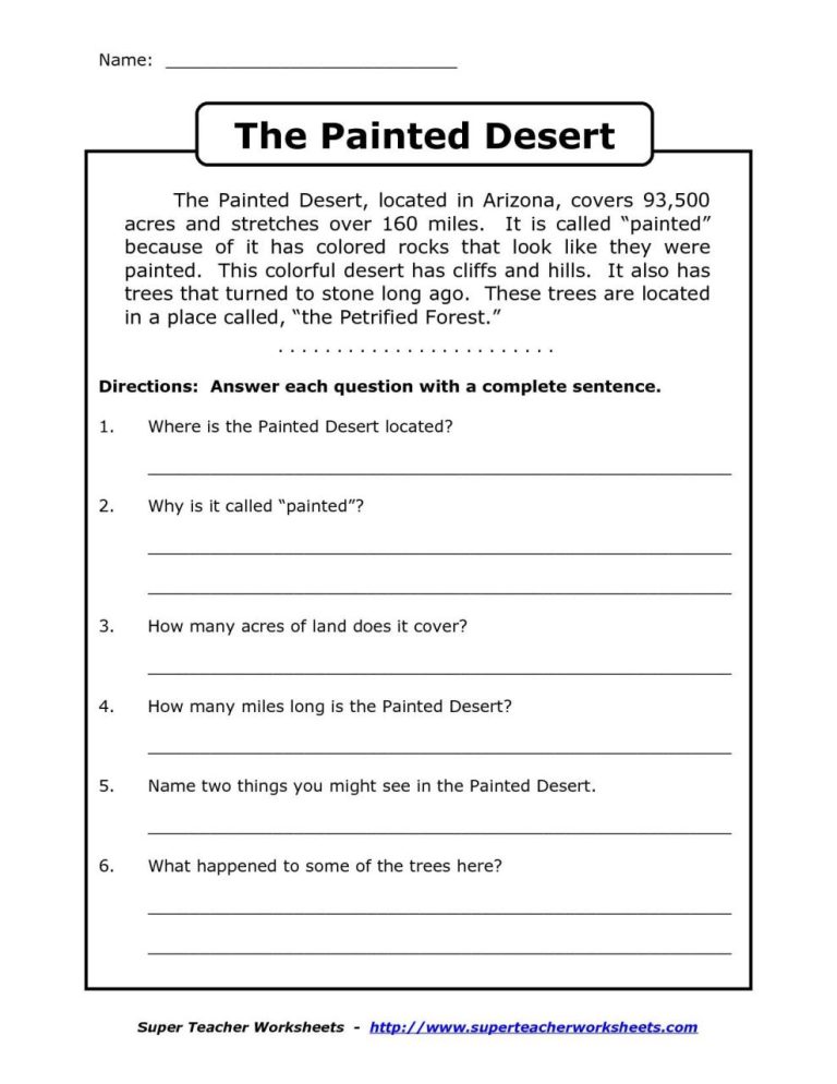 4th Grade Reading Worksheets Pdf