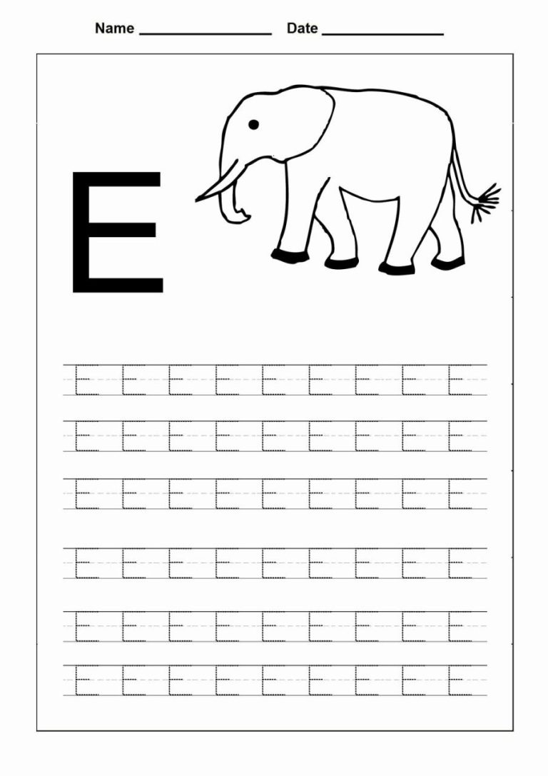 Letter Tracing Worksheets E