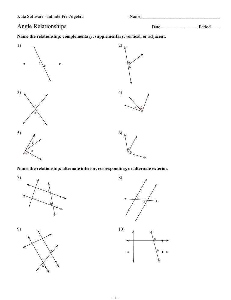 Vertical Angles Worksheet Kuta