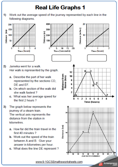 Distance Time Graph Worksheet Doc