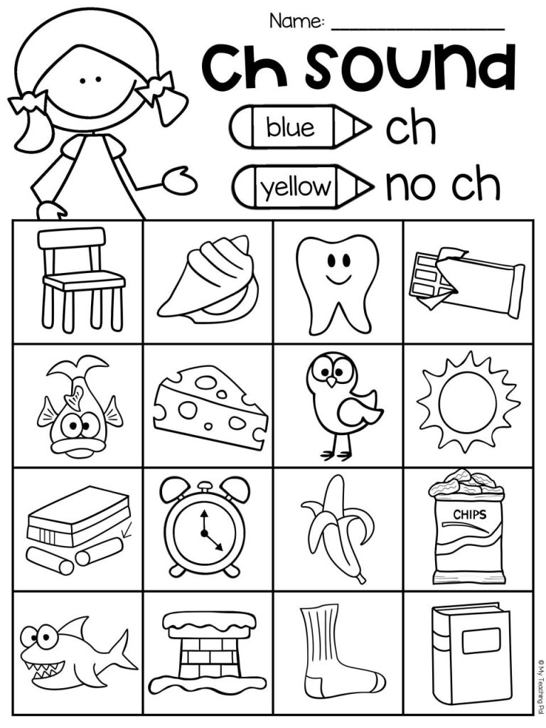 Ch Words Worksheet For Kindergarten