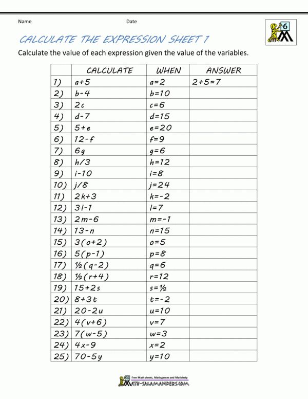 Math Problems For 6th Graders