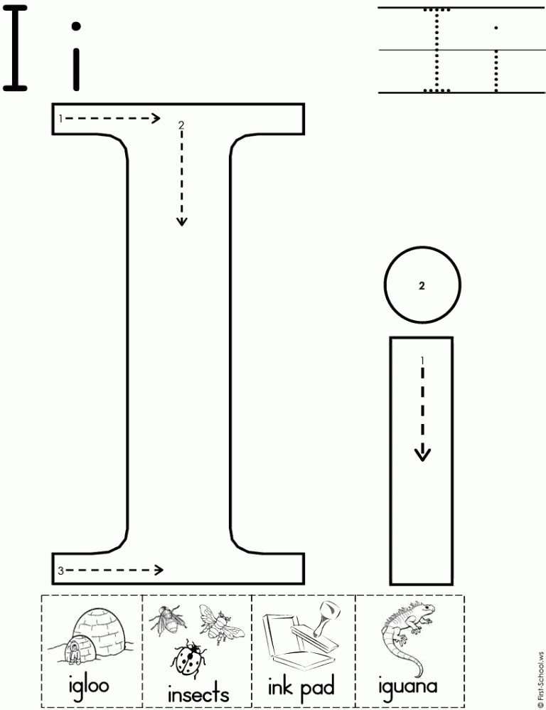 Kindergarten Alphabet Worksheets Letter I