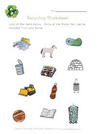 Recycling Worksheets For Kids