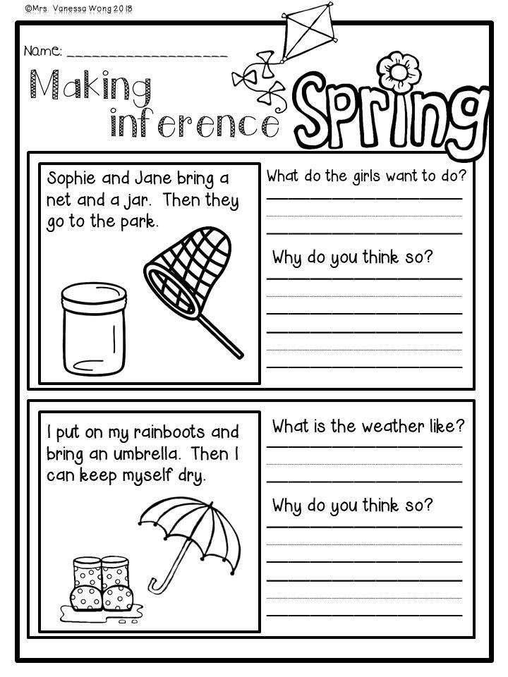 Making Inferences Worksheets Grade 1