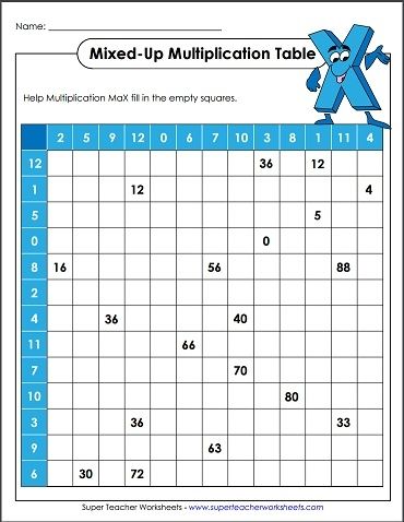 Mixed 8 Times Table Worksheet