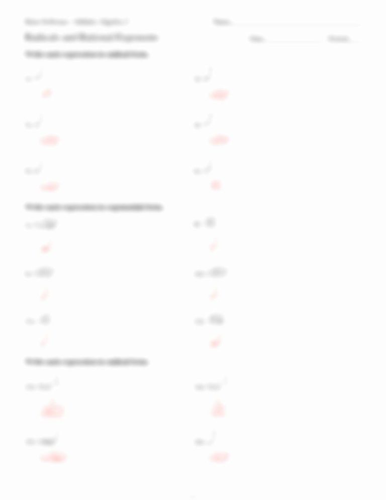 Simplifying Radicals Worksheet Kuta