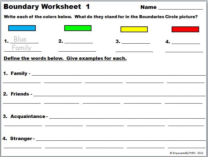 Setting Boundaries Worksheet For Adults