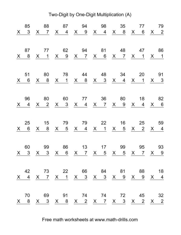 Third Grade Multiplication Worksheets Grade 3 Pdf