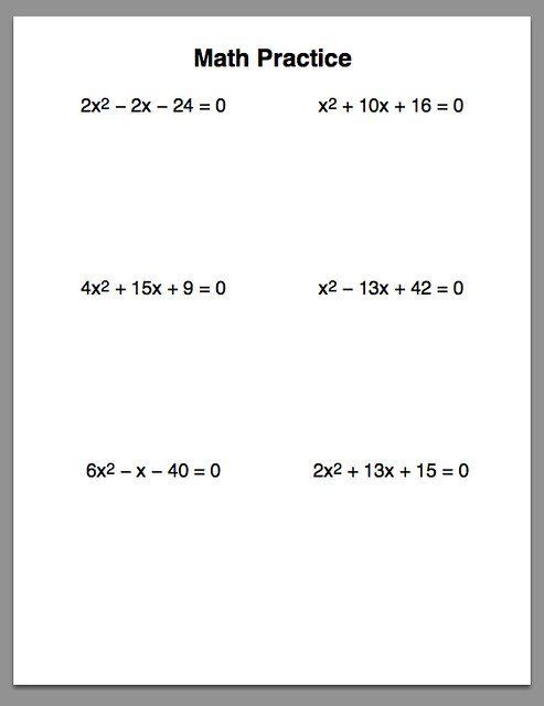 Kuta Software Factoring Quadratic Expressions Worksheet