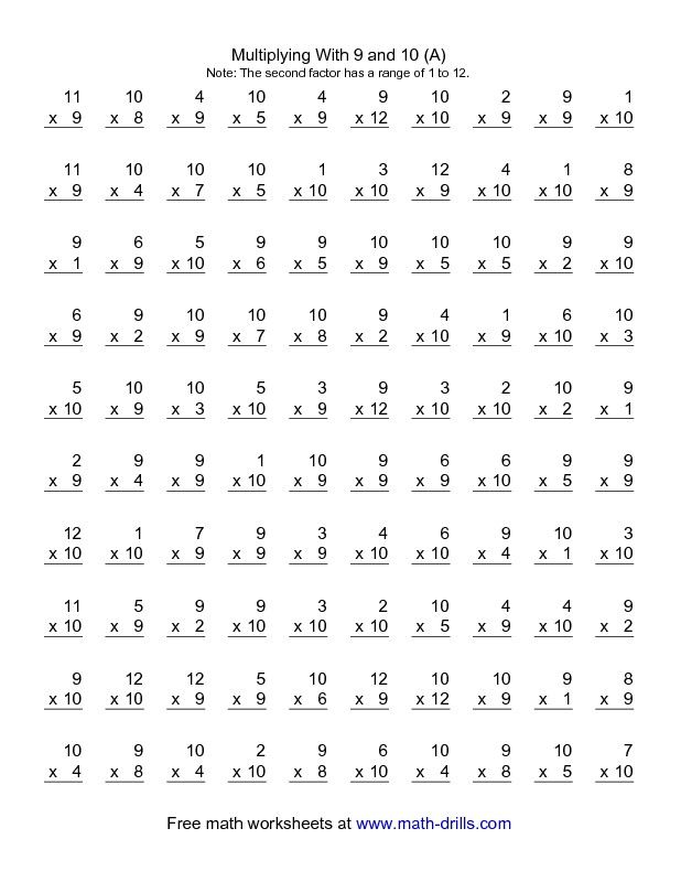 Math Facts Worksheets Multiplication Printable