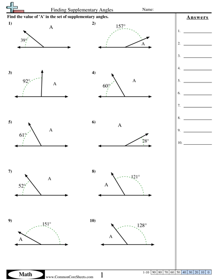 Complementary And Supplementary Angles Worksheet