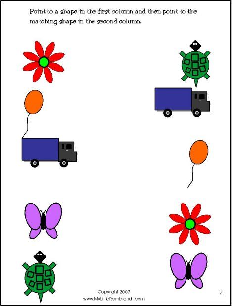 Matching Educational Activities For 3 Year Olds Printable